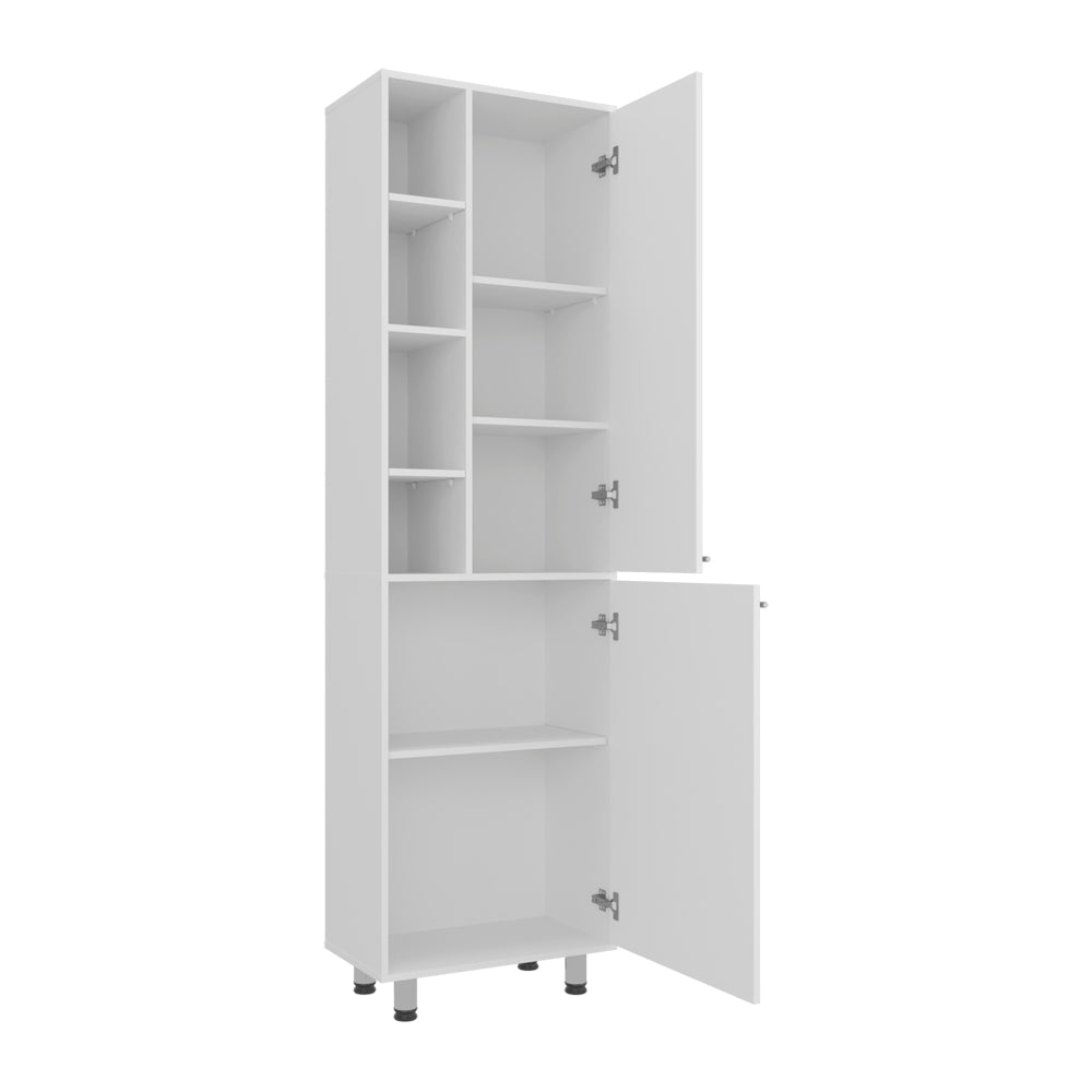 Living Room White Engineered Wood Pantry Cabinet - 13.1 x 23.1 x 80.3", Kitchen