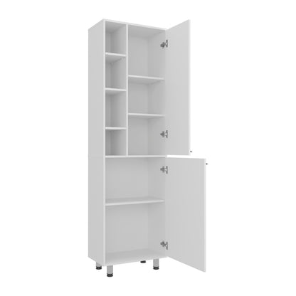Living Room White Engineered Wood Pantry Cabinet - 13.1 x 23.1 x 80.3", Kitchen