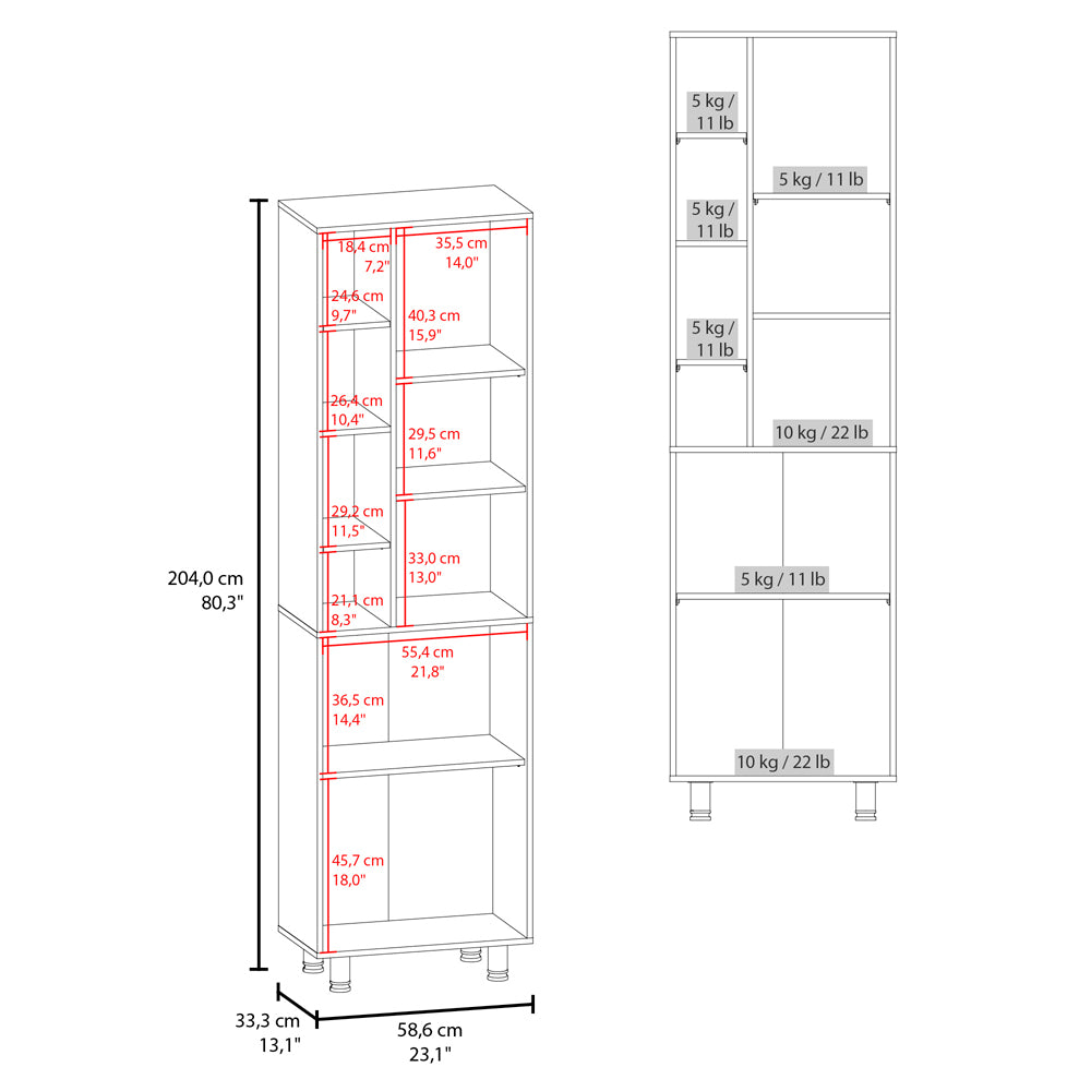 Living Room White Engineered Wood Pantry Cabinet - 13.1 x 23.1 x 80.3", Kitchen