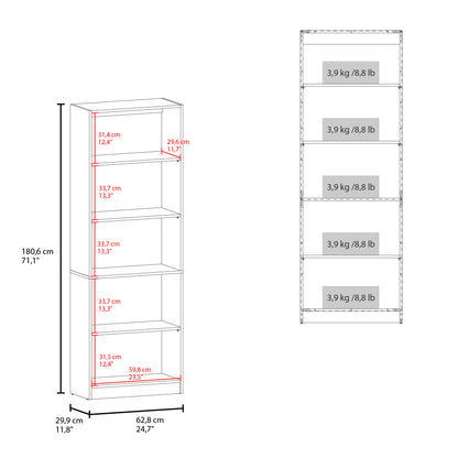 4-Shelf Bookcase - Brown Engineered Wood for Living Room