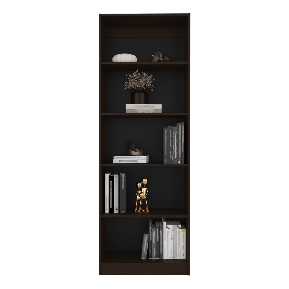 4-Shelf Bookcase - Brown Engineered Wood for Living Room