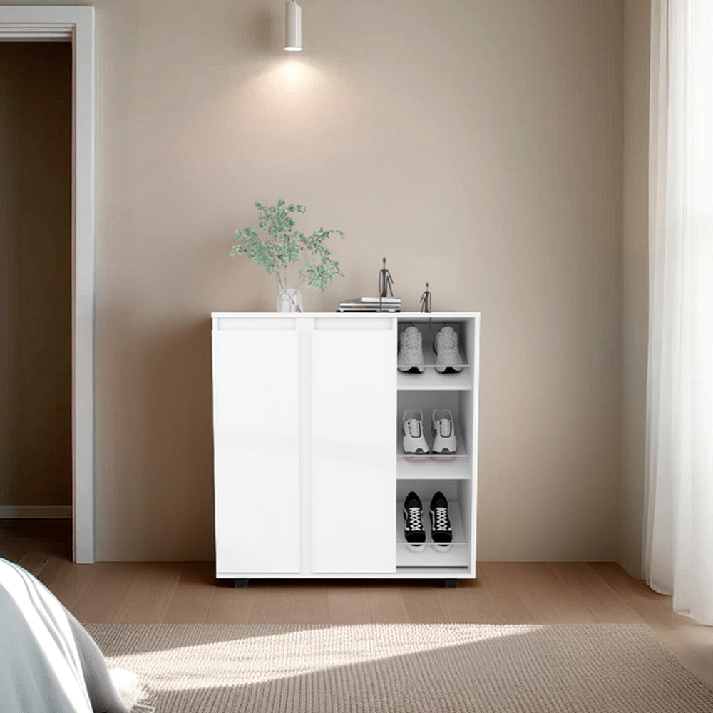Dover Shoe Rack,White, Living Room or Bedroom Storage Cabinet
