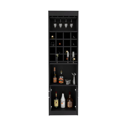Black Wine Bar Cabinet - 16 Cubbies, 20"W