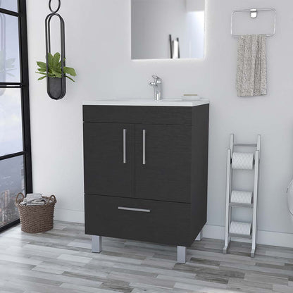 Black Bathroom Vanity with Cabinet - 29.5" Top