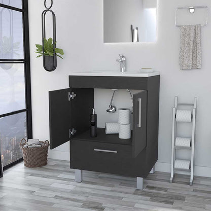 Black Bathroom Vanity with Cabinet - 29.5" Top