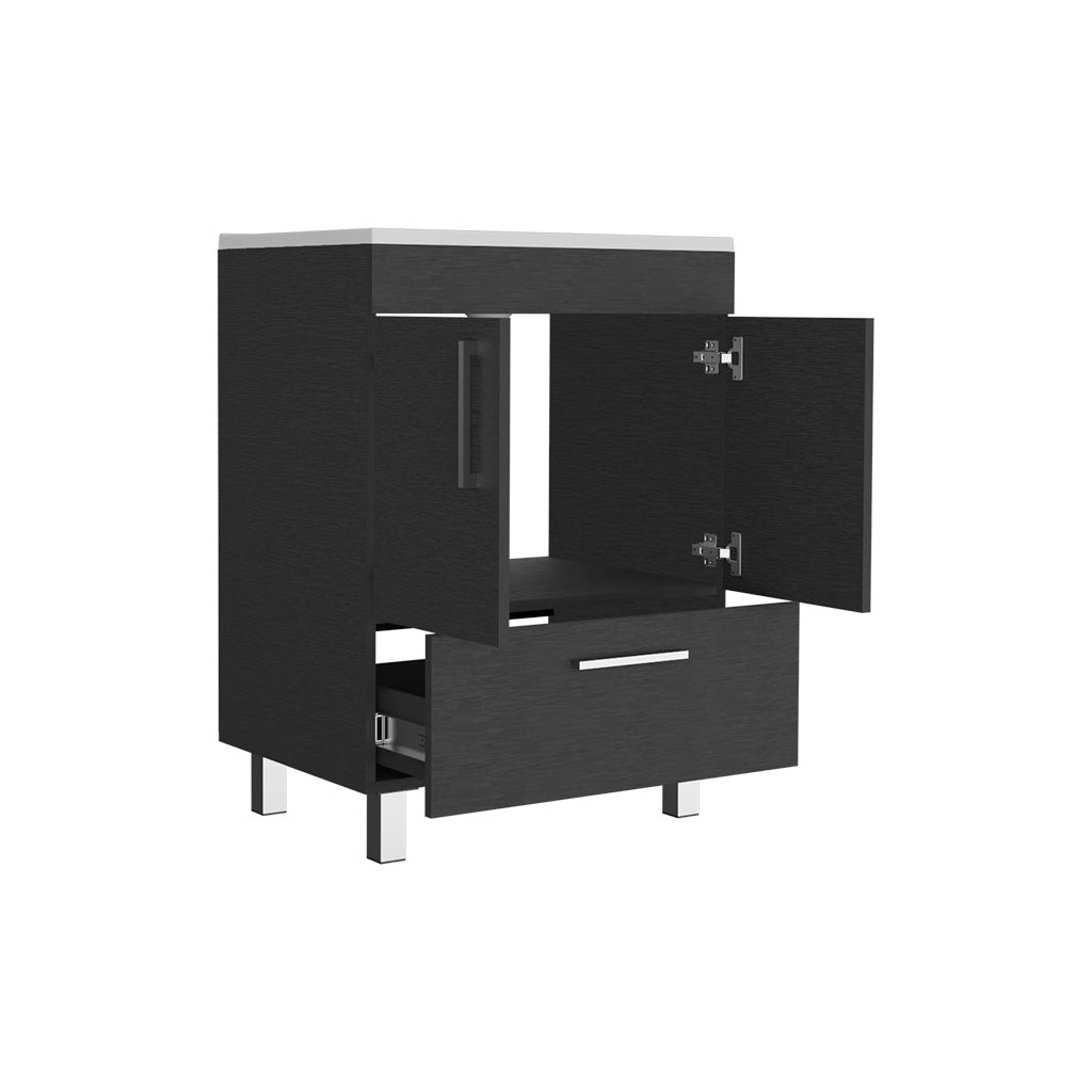 Black Bathroom Vanity with Cabinet - 29.5" Top