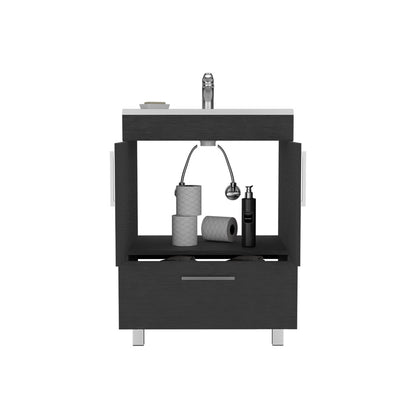Black Bathroom Vanity with Cabinet - 29.5" Top