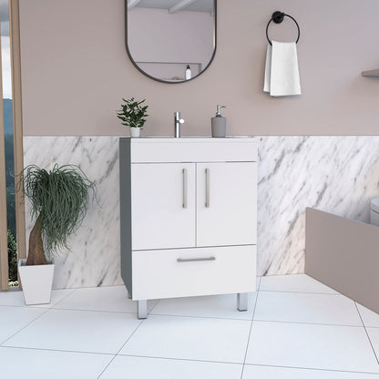 White Bathroom Vanity with Storage Cabinet