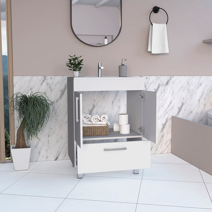 White Bathroom Vanity with Storage Cabinet