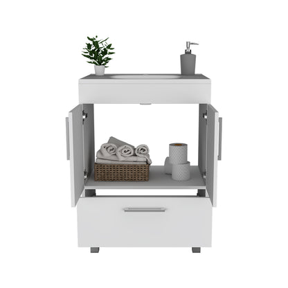 White Bathroom Vanity with Storage Cabinet
