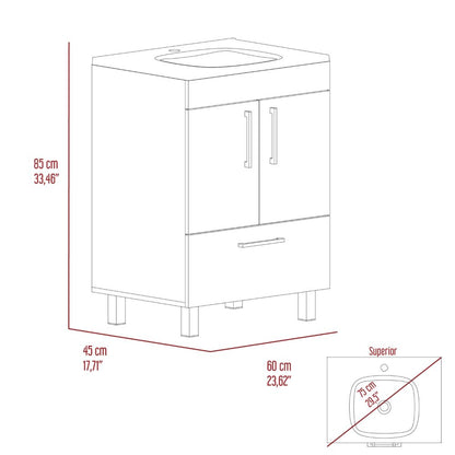 White Bathroom Vanity with Storage Cabinet
