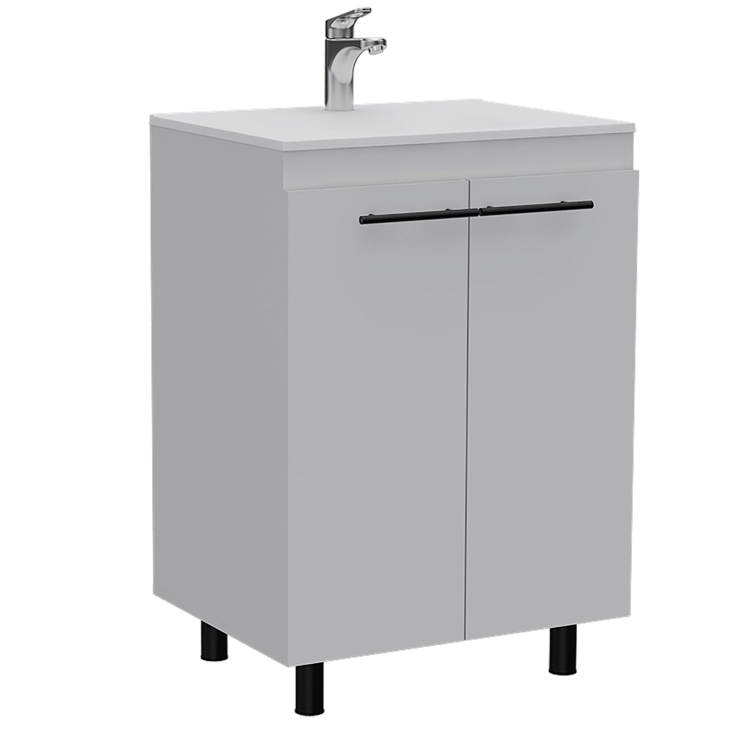 White Bathroom Vanity with Sink - 23.8" Wide
