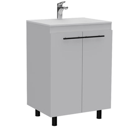 White Bathroom Vanity with Sink - 23.8" Wide