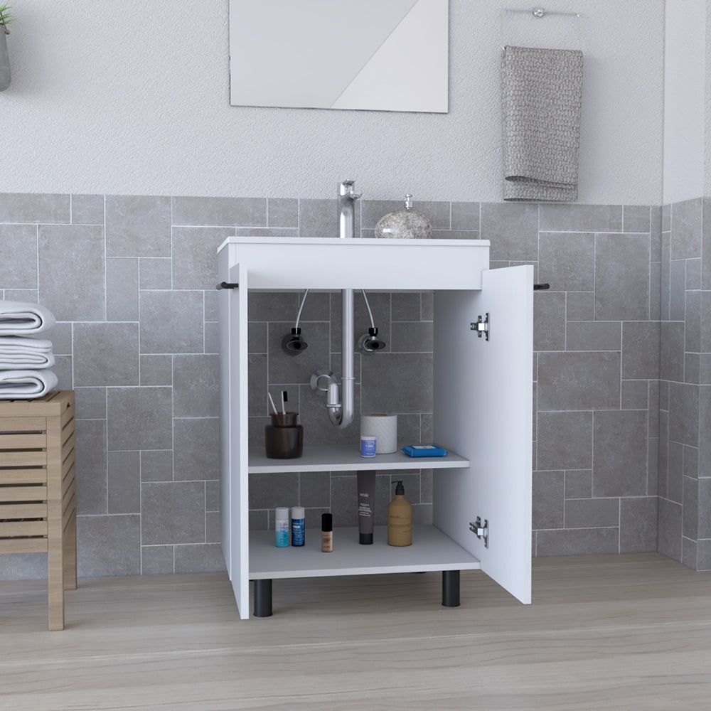White Bathroom Vanity with Sink - 23.8" Wide