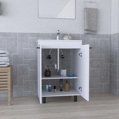 White Bathroom Vanity with Sink - 23.8" Wide