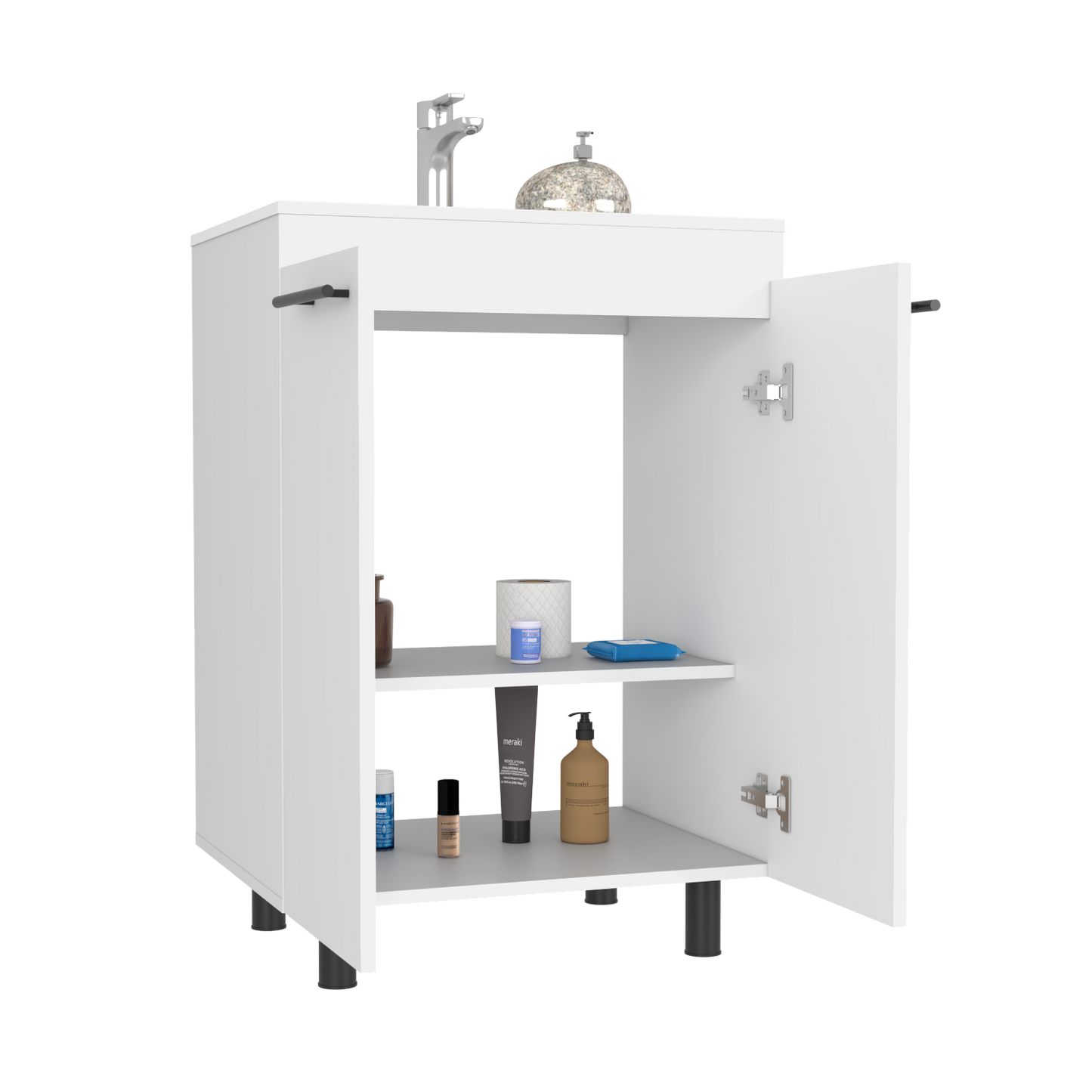 White Bathroom Vanity with Sink - 23.8" Wide
