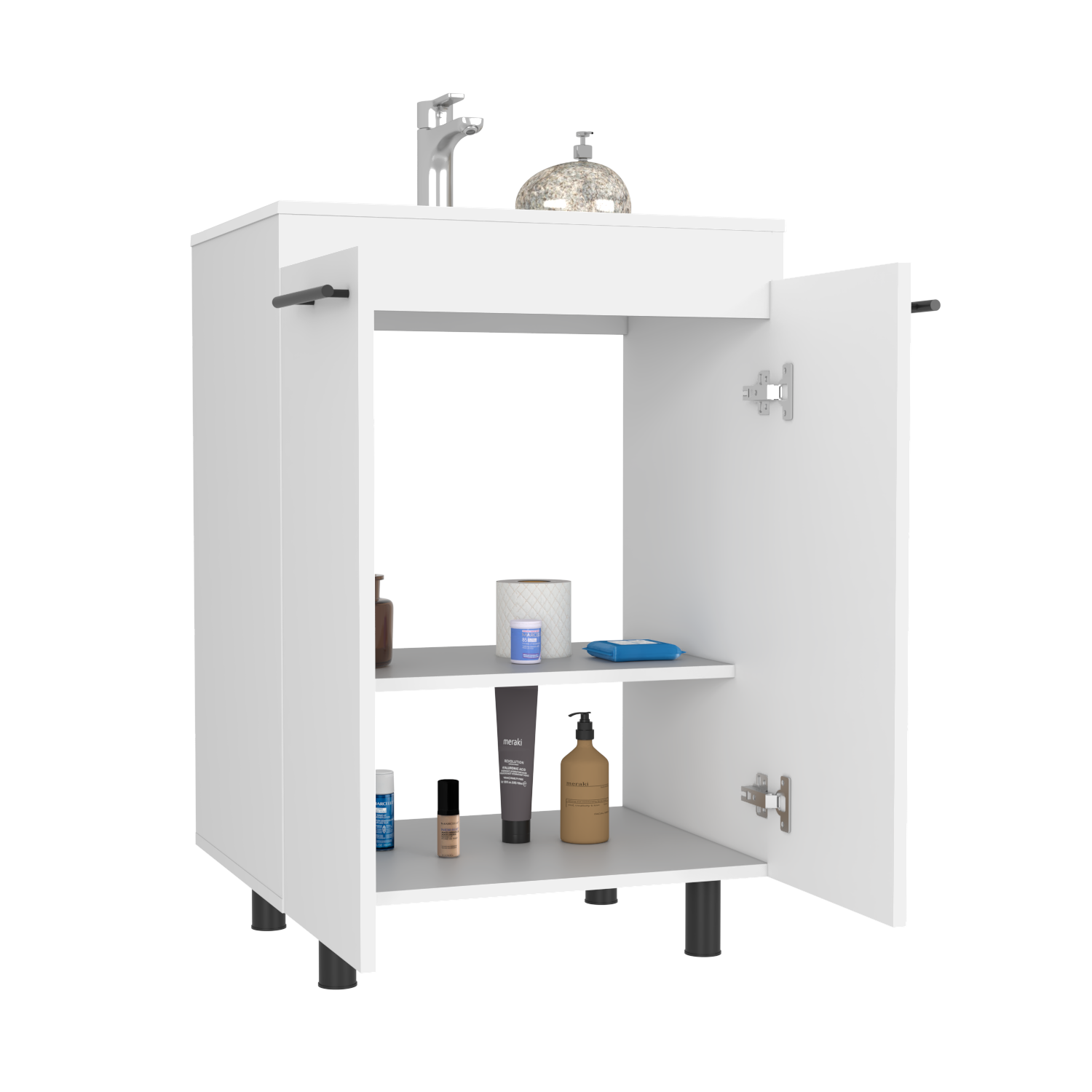 White Bathroom Vanity with Sink - 23.8" Wide