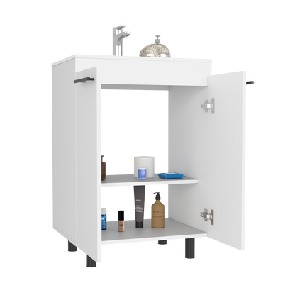 White Bathroom Vanity with Sink - 23.8" Wide