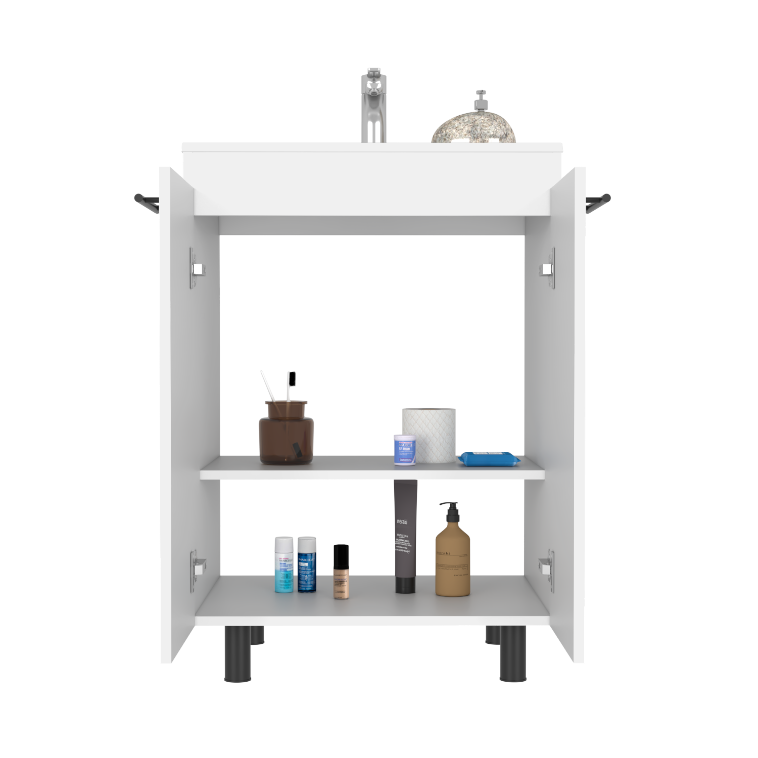 White Bathroom Vanity with Sink - 23.8" Wide
