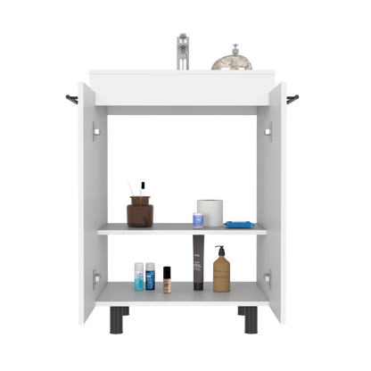 White Bathroom Vanity with Sink - 23.8" Wide