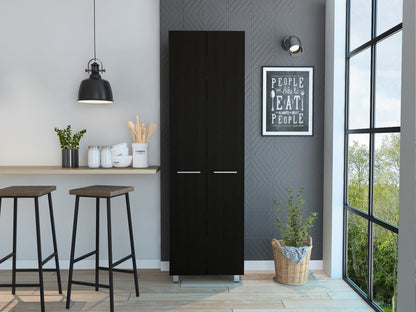 78" Black Storage Cabinet with Shelves for Living Room