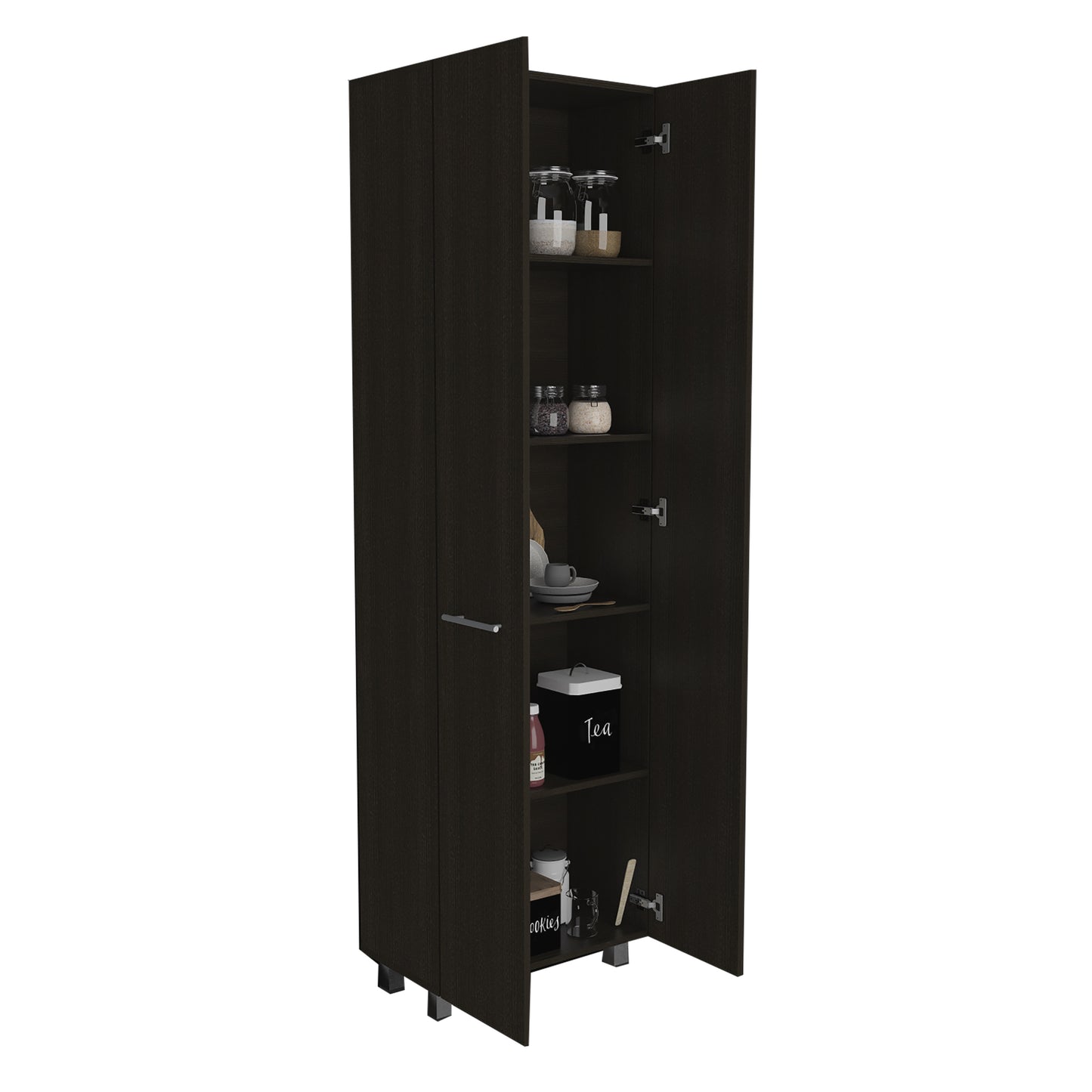 78" Black Storage Cabinet with Shelves for Living Room