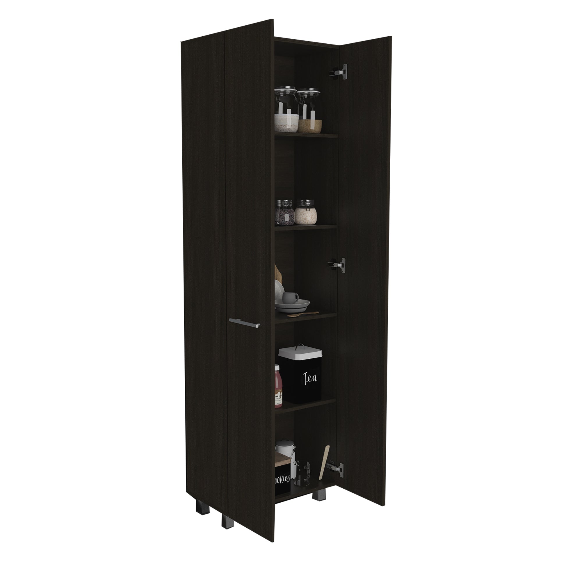 78" Black Storage Cabinet with Shelves for Living Room