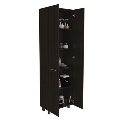 78" Black Storage Cabinet with Shelves for Living Room
