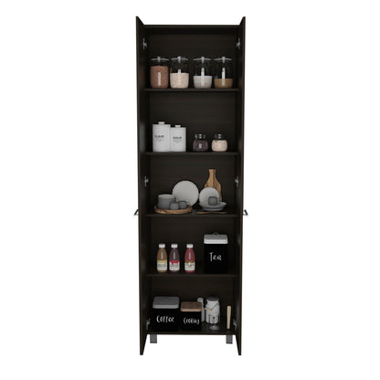 78" Black Storage Cabinet with Shelves for Living Room