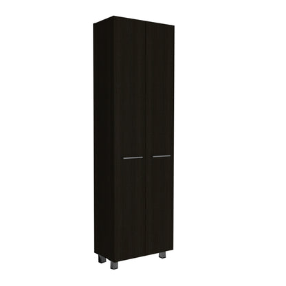 78" Black Storage Cabinet with Shelves for Living Room