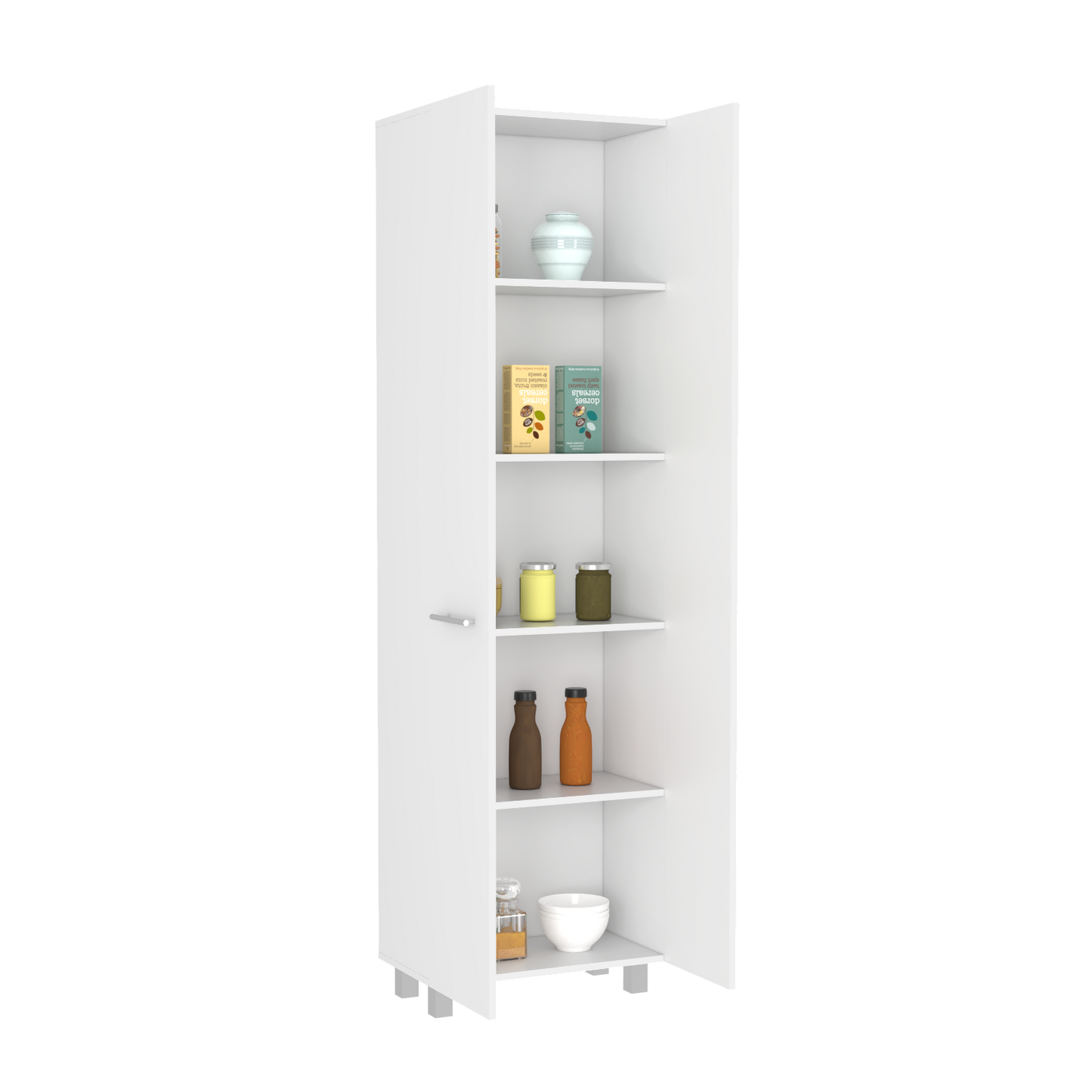 78" White Storage Cabinet - 5 Shelves