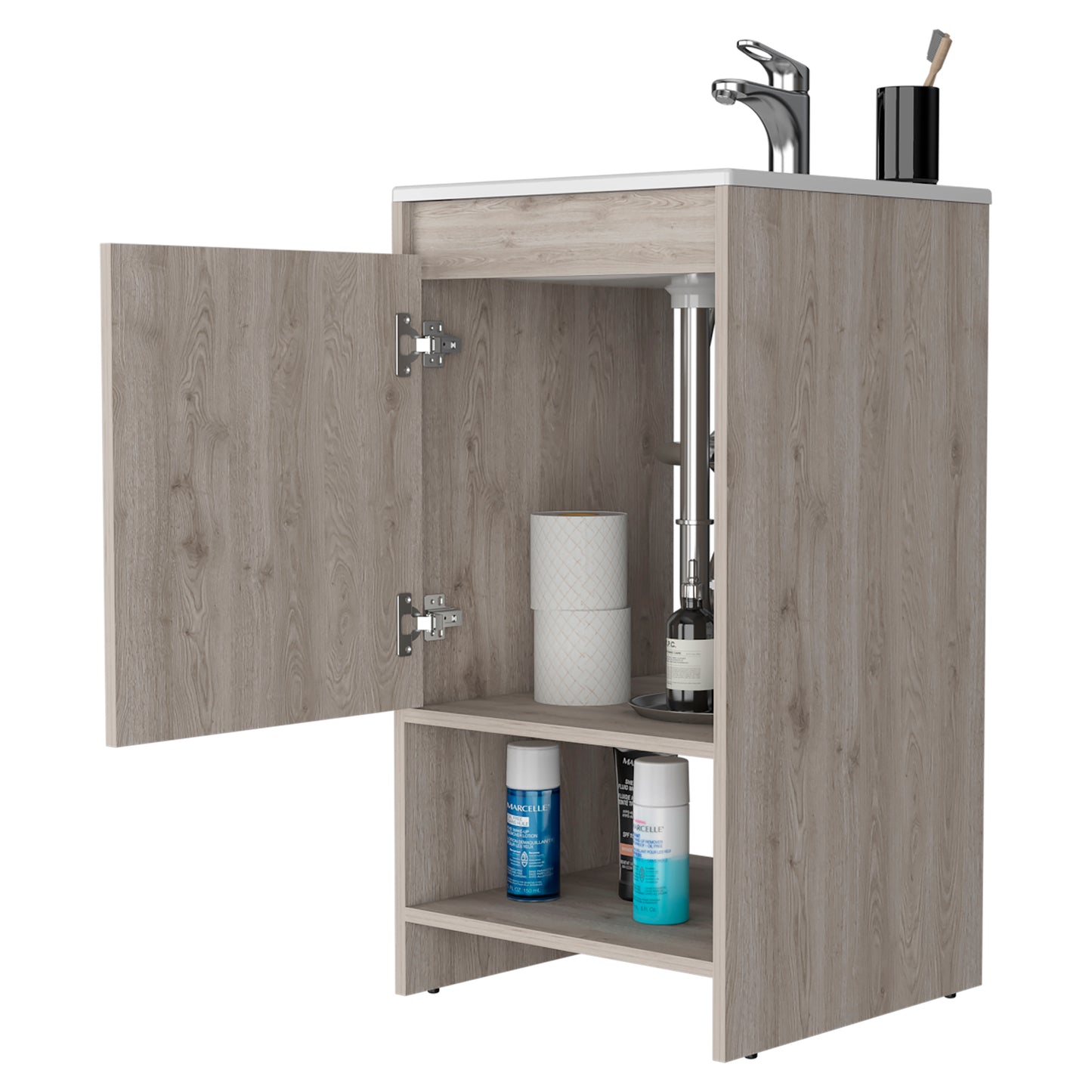 Light Gray Bathroom Vanity - 17.7" W x 17.7" D