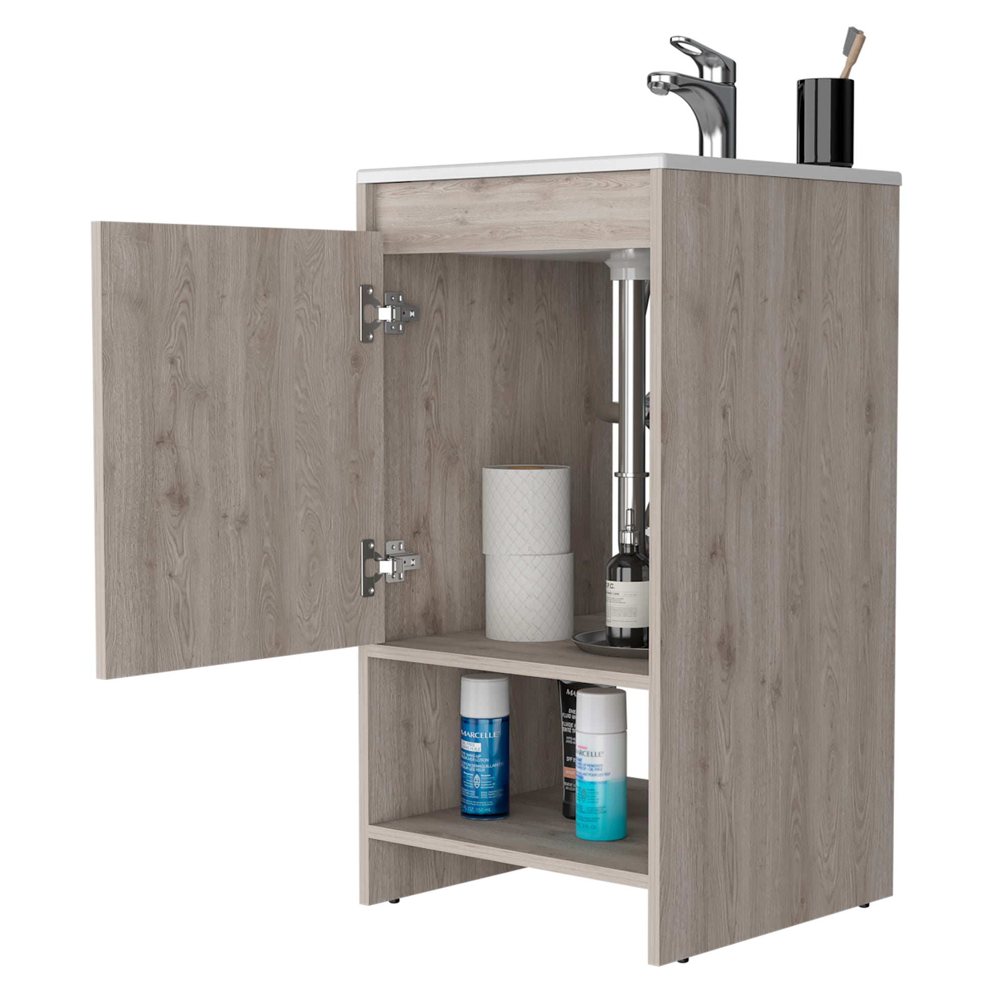 Light Gray Bathroom Vanity - 17.7" W x 17.7" D