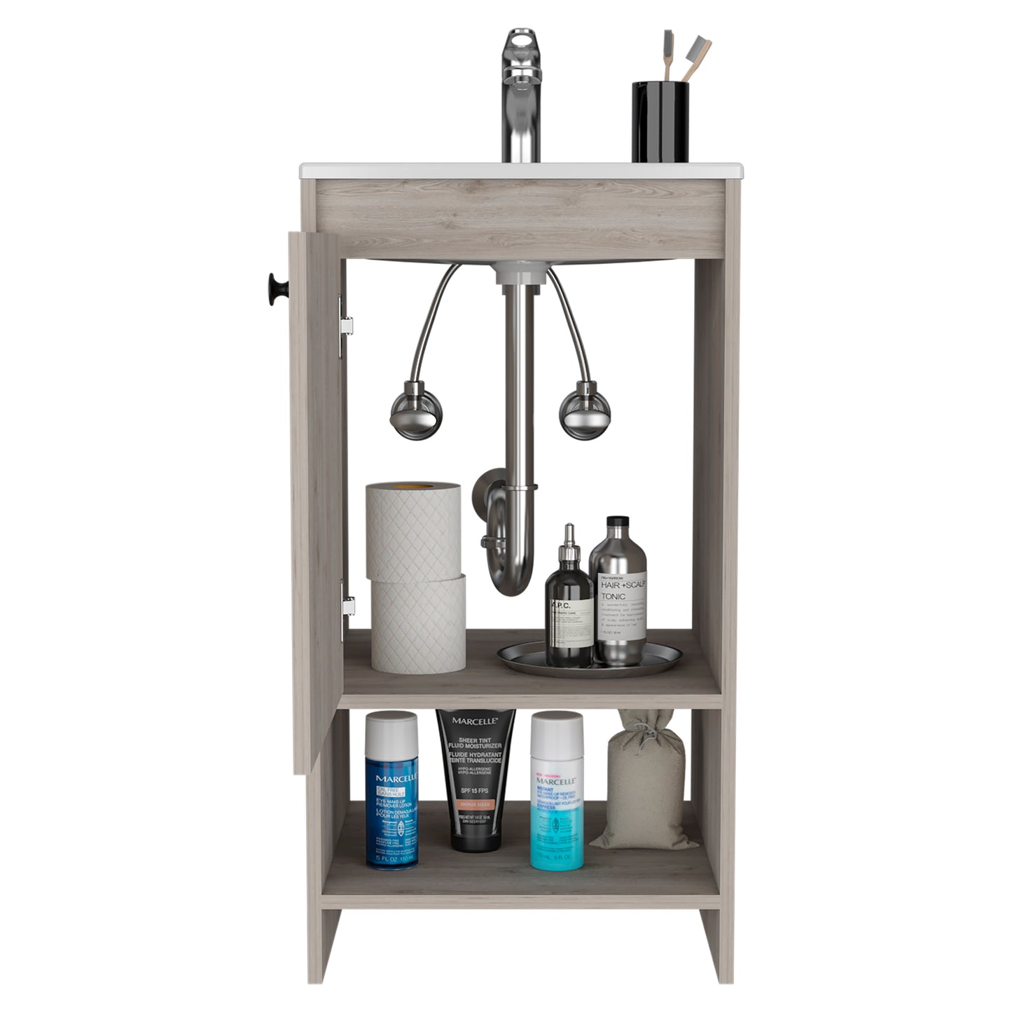 Light Gray Bathroom Vanity - 17.7" W x 17.7" D