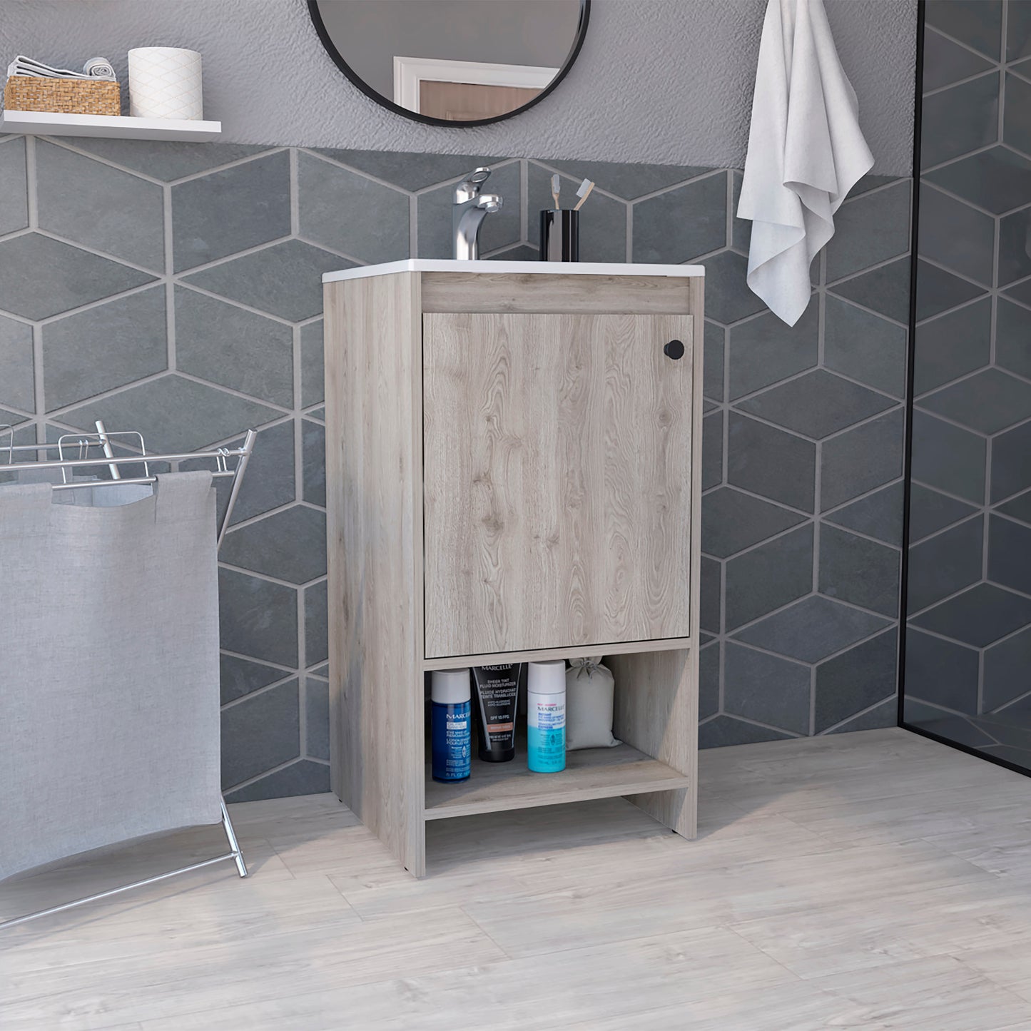 Light Gray Bathroom Vanity - 17.7" W x 17.7" D