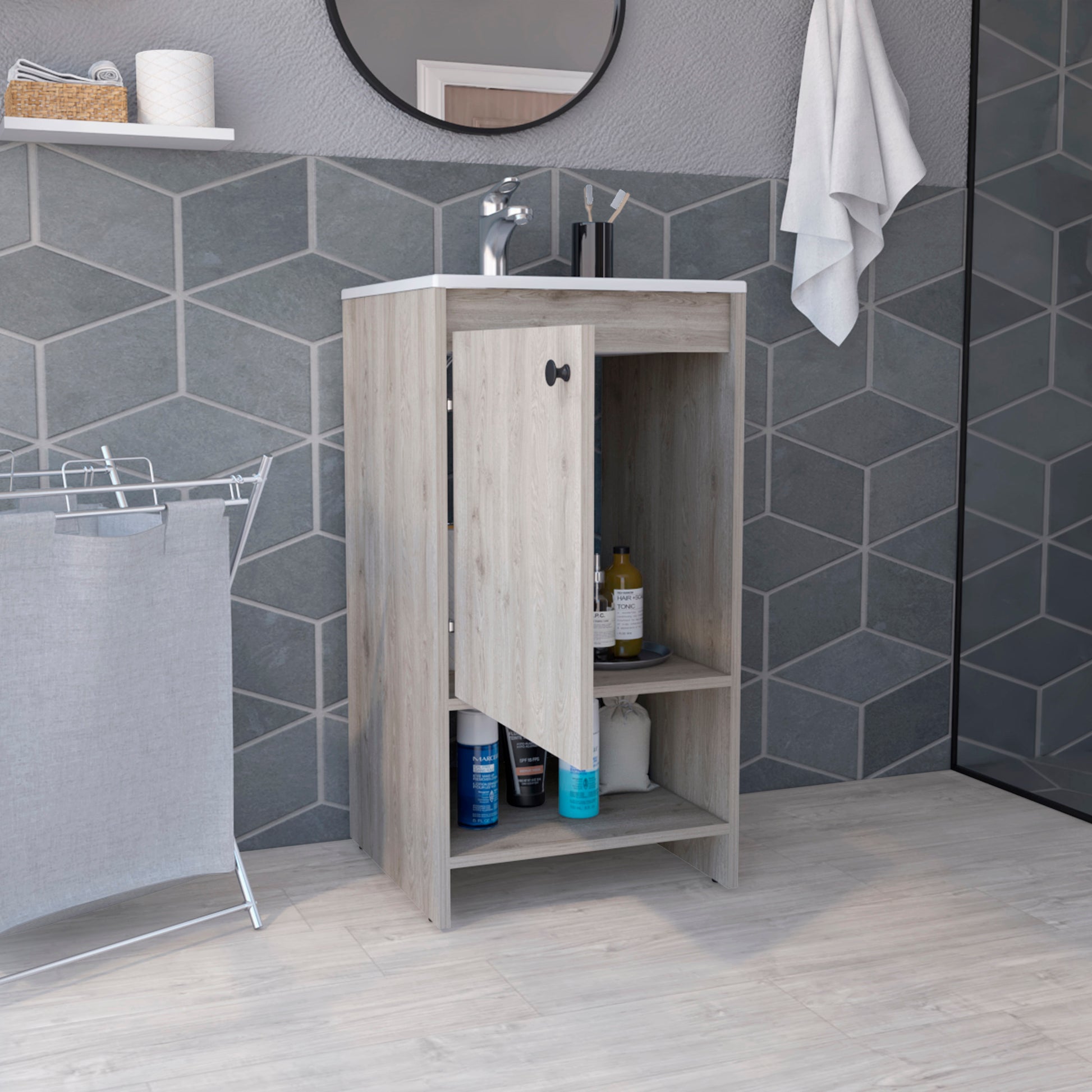 Light Gray Bathroom Vanity - 17.7" W x 17.7" D