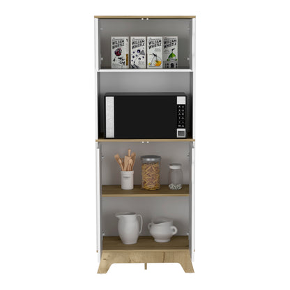 Light Oak Microwave Cabinet - 15.75" Tall Storage Unit for Living Room