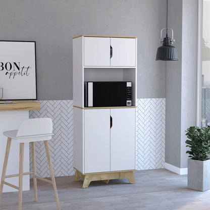 Light Oak Microwave Cabinet - 15.75" Tall Storage Unit for Living Room