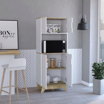 Light Oak Microwave Cabinet - 15.75" Tall Storage Unit for Living Room