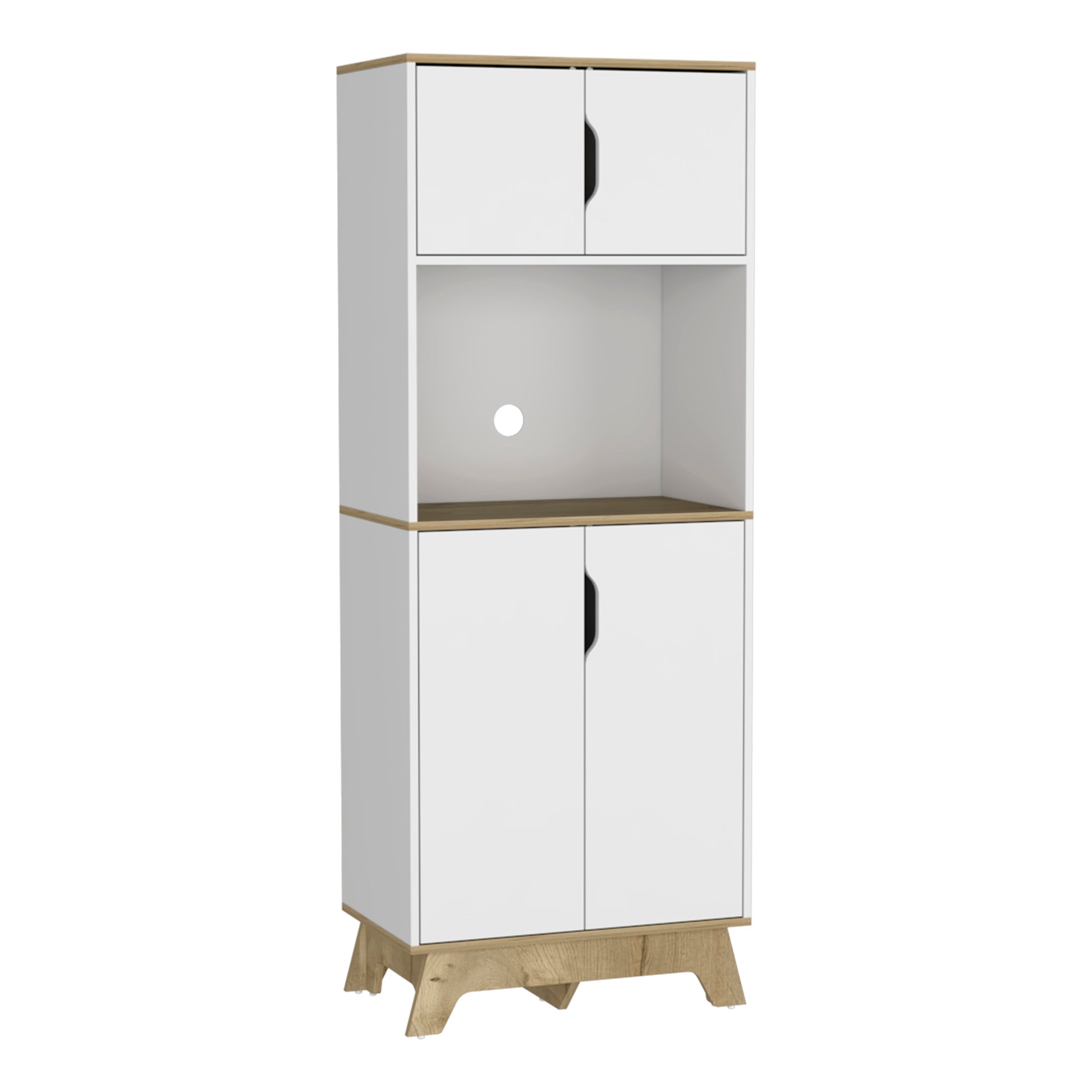 Light Oak Microwave Cabinet - 15.75" Tall Storage Unit for Living Room