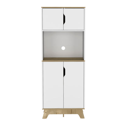 Microwave Tall Cabinet Wallas, Kitchen, Light Oak / White