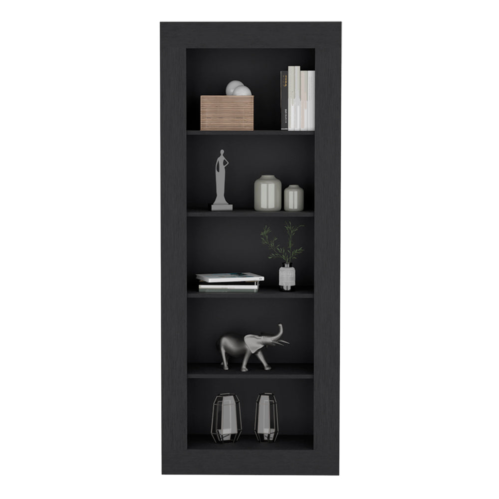Black 5-Tier Bookcase - Storage Shelving Unit