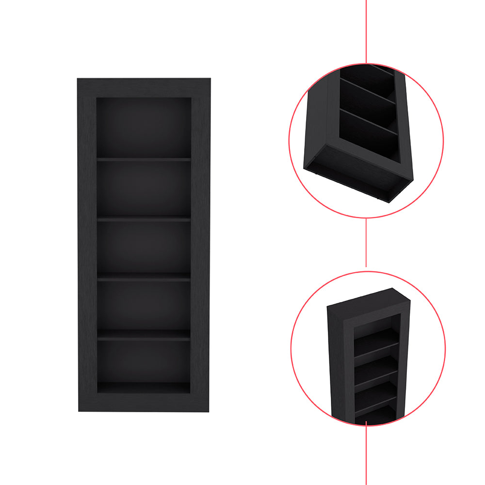 Black 5-Tier Bookcase - Storage Shelving Unit