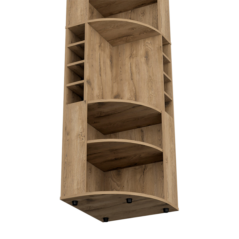 Beige Engineered Wood Corner Bar Cabinet 18.5"W x 18.5"D x 70.8"H for Living Room