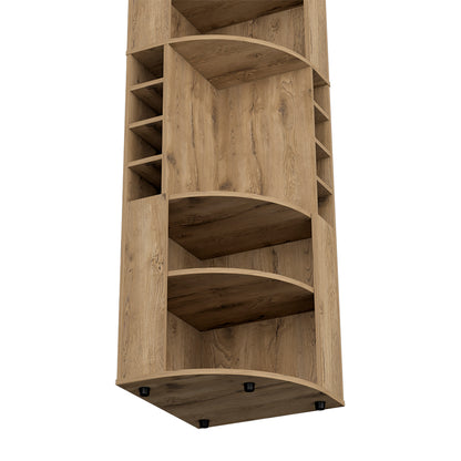 Beige Engineered Wood Corner Bar Cabinet 18.5"W x 18.5"D x 70.8"H for Living Room