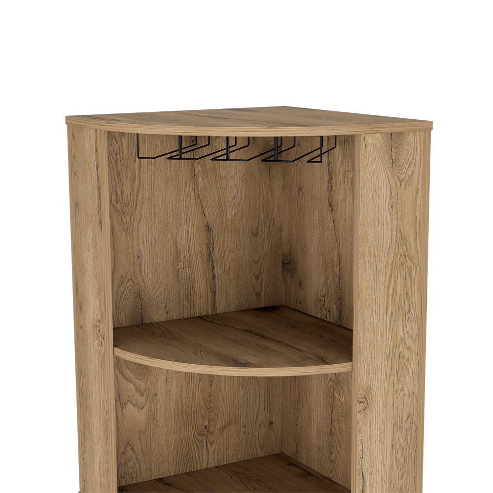 Beige Engineered Wood Corner Bar Cabinet 18.5"W x 18.5"D x 70.8"H for Living Room
