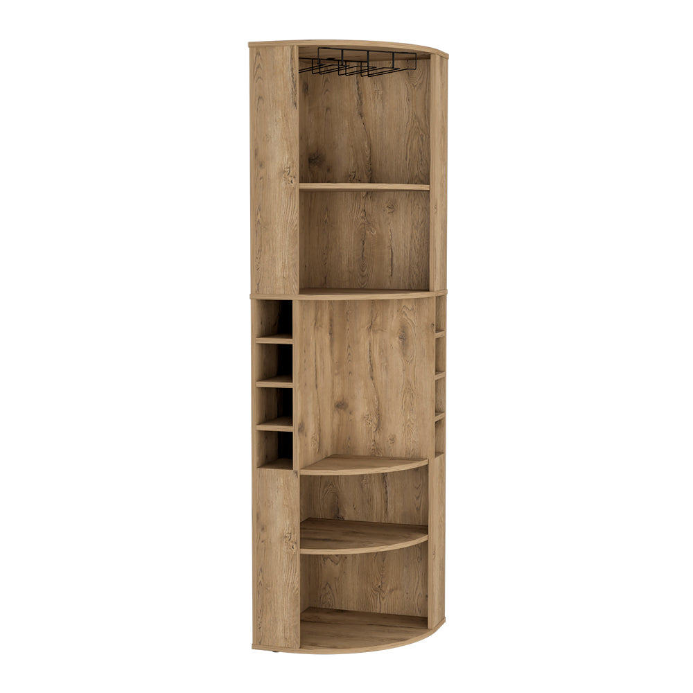 Beige Engineered Wood Corner Bar Cabinet 18.5"W x 18.5"D x 70.8"H for Living Room