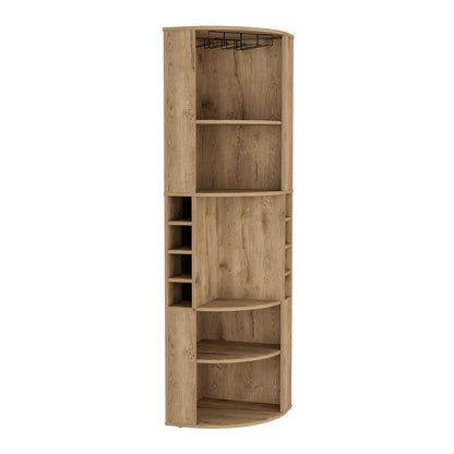 Beige Engineered Wood Corner Bar Cabinet 18.5"W x 18.5"D x 70.8"H for Living Room