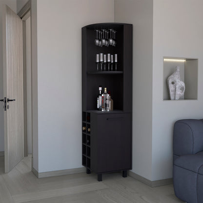Corner Bar Cabinet Cleveland, Living Room, Black