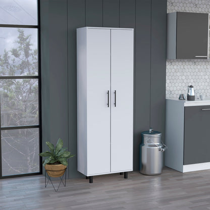 Multistorage Cabinet 71"H, Five Internal Shelves, Two Doors, White
